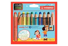 Etui de 10 crayons de couleur aquarellable  Woody + 1 taille-crayon