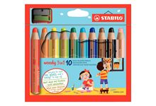 Étui de 10 crayons de couleur Woody + 1 taille-crayon