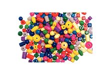 Sachet de 500 grammes de perles en bois mixtes couleurs vives assorties