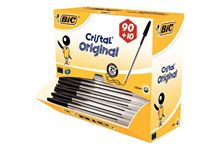 Pack 90+10 stylos bille Bic Cristal jetable pointe moyenne noirs