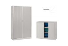 Armoire à rideaux monobloc basse H105cm corps blanc/rideaux blanc