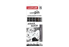 Pochette de 5 feutres pigment Uni Pin noir Shojo