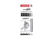 Pochette de 5 feutres pigment Uni Pin noir Comics