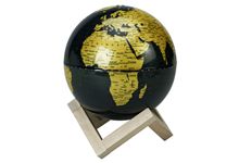 Globe lumineux tactile socle bois géométrique