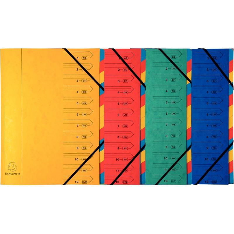 Image de  Trieur dos agrafé avec élastiques 12 compartiments, coloris assortis 