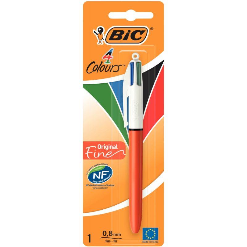 Image de  Blister de 1 stylo bille 4 couleurs pointe fine 