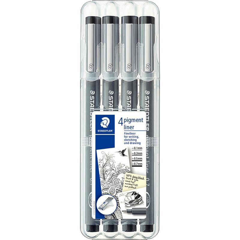 Image de  Pochette de 4 feutres pigment liner assortis noirs 