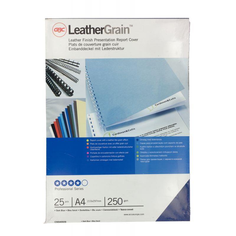 Image de  Paquet de 25 couvertures grain cuir 250 gr/m² format A4 bleu 