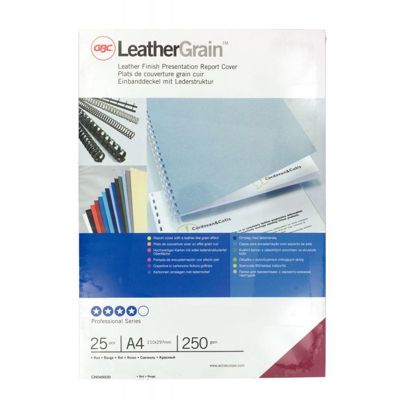 Image de  Paquet de 25 couvertures grain cuir 250 gr/m² format A4 rouge 