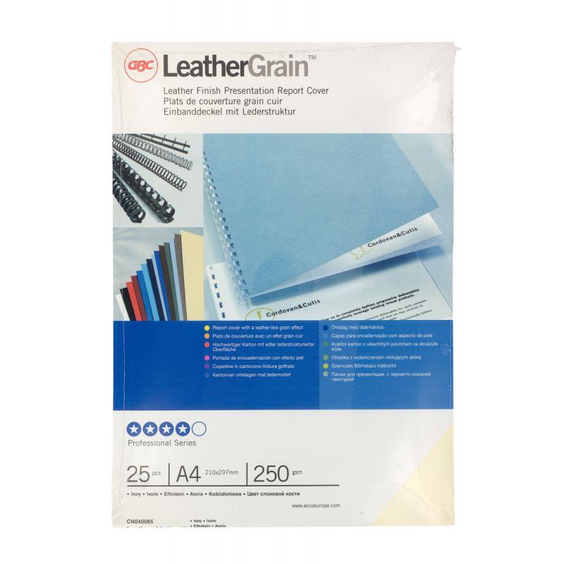 Image de  Paquet de 25 couvertures grain cuir 250 gr/m² format A4 ivoire 