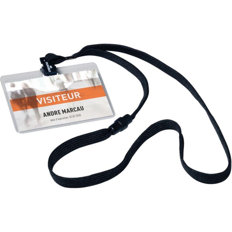 Image de  Paquet de 10 kits pochette badge + lacet textile noir 