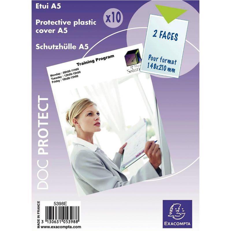 Image de  Sachet de 10 étuis en PVC lisse 20/100ème pour format A5 