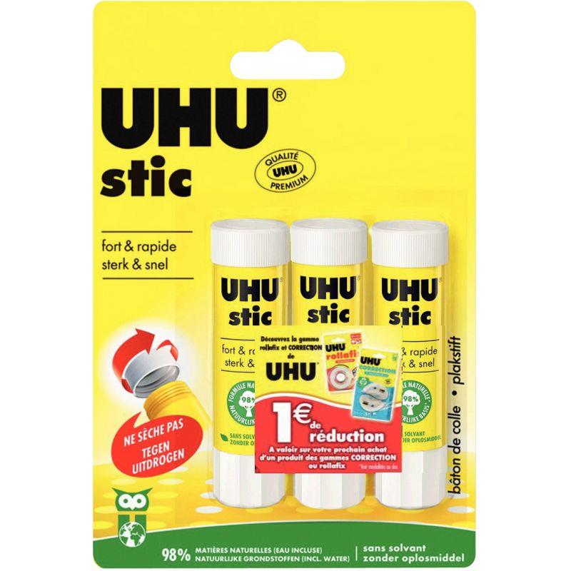 Image de  Blister de 3 bâtons de colles 8,2g Uhu stick 