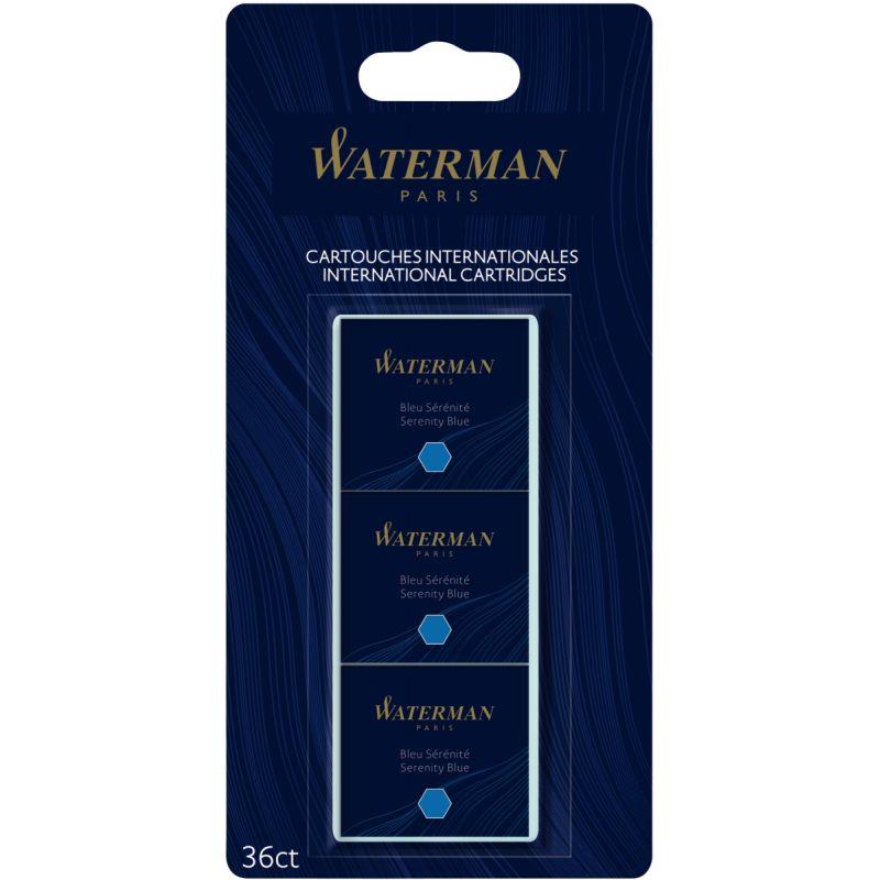 Image de  Blister de 36 cartouches courtes Waterman bleues 