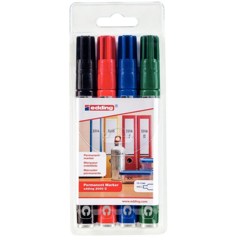 Image de  Blister de 4 marqueurs permanents 2000C assortis 
