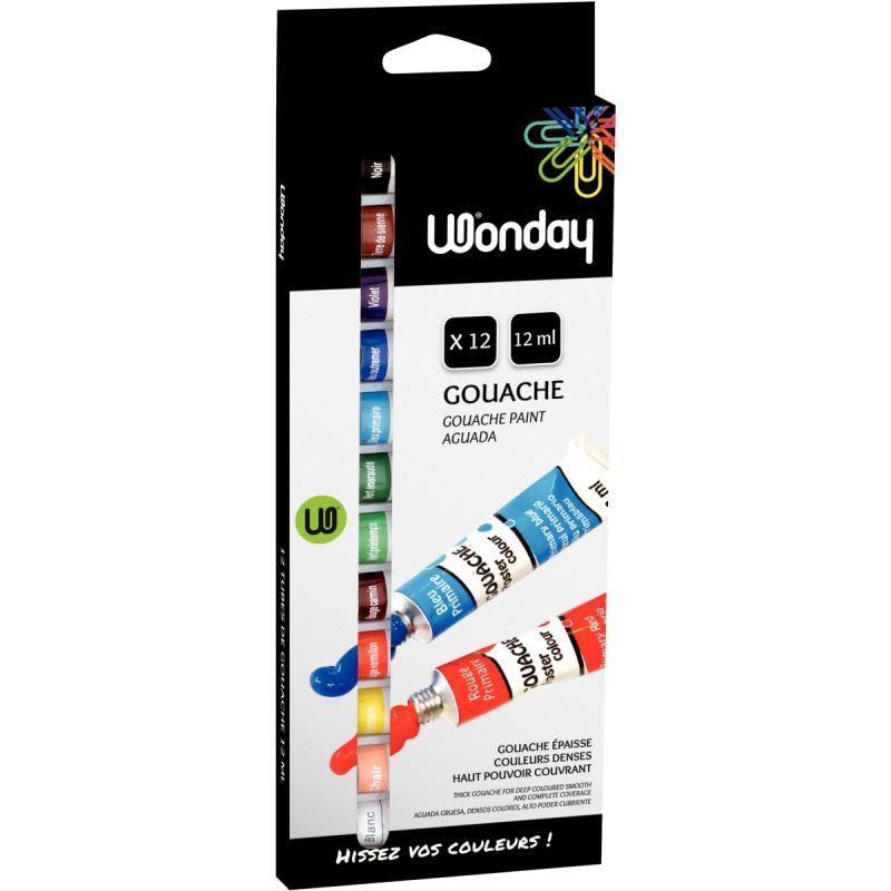Image de  Boîte de 12 tubes 12ml de gouache en pâte, couleurs assorties 