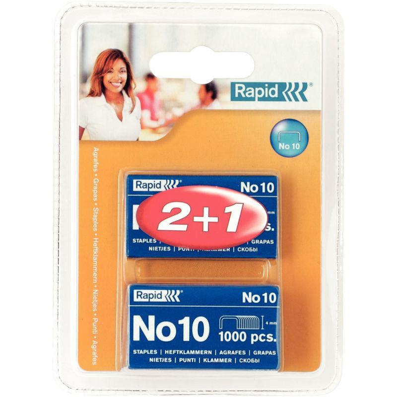 Image de  Blister de 2 000 + 1 000 agrafes Rapid n° 10 