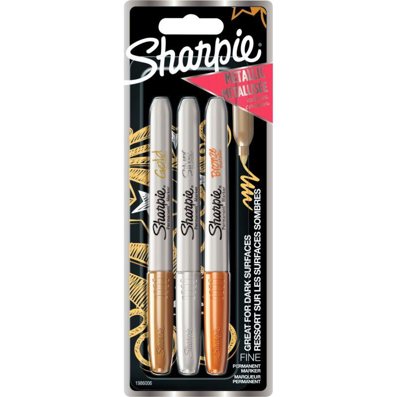 Image de  Blister de 3 marqueurs permanents Sharpie métallique 