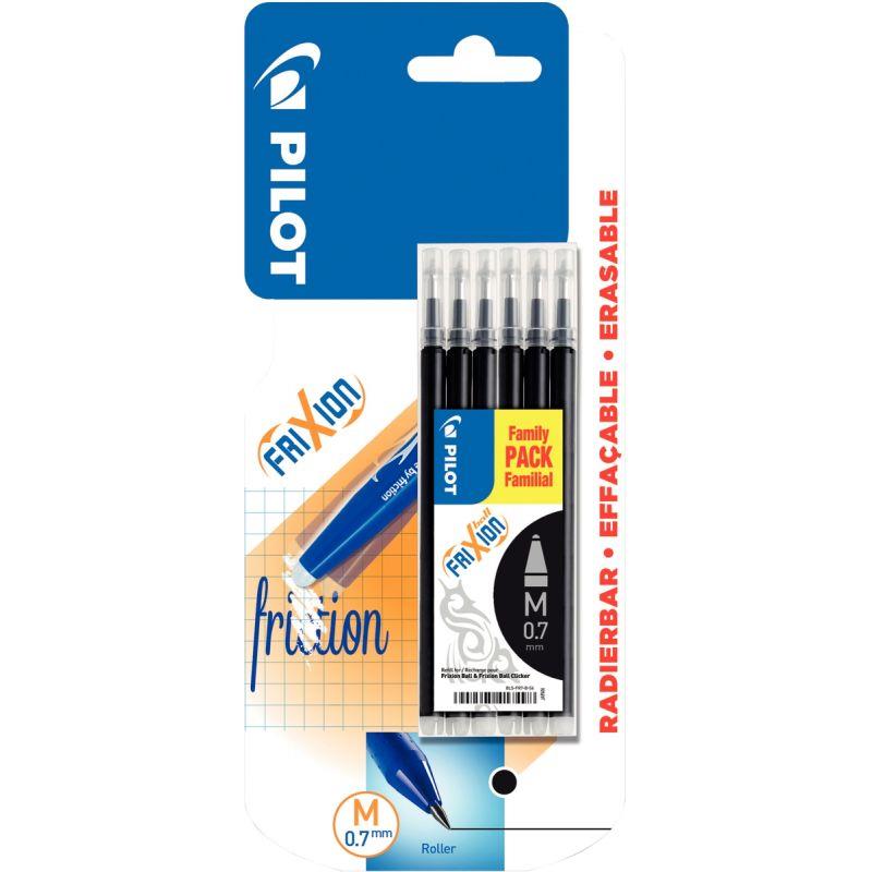 Image de  Blister de 6 recharges Frixion pointe moyenne noires 