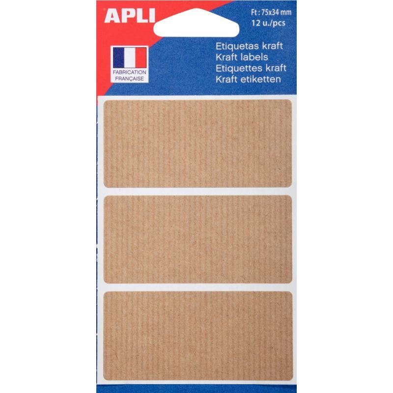 Image de  Pochette de 12 étiquettes kraft 75x34mm 