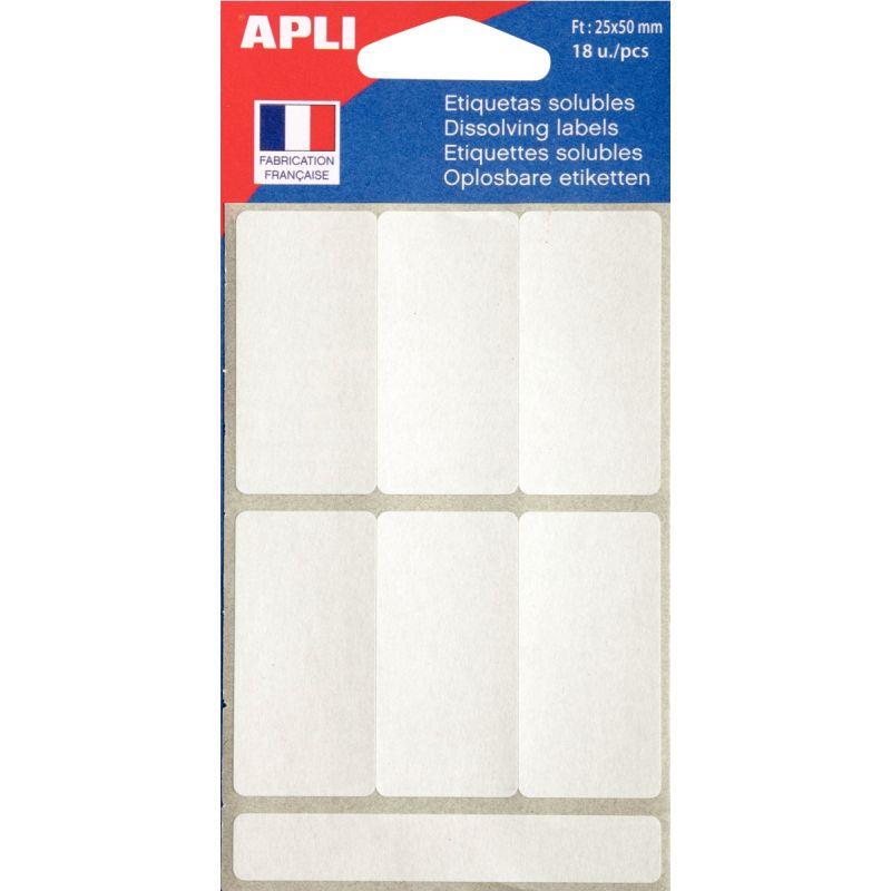 Image de  Pochette de 18 étiquettes solubles blanc 25x50mm 