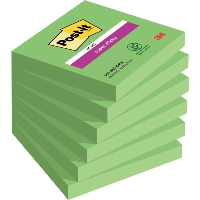 Image de  Lot de 6 blocs notes adhésifs  super sticky vert 