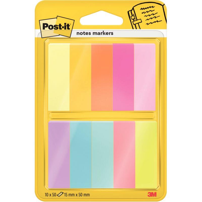 Image de  Blister  de 10 distributeurs de 50 marque-pages notes markers post-it, coloris assortis 
