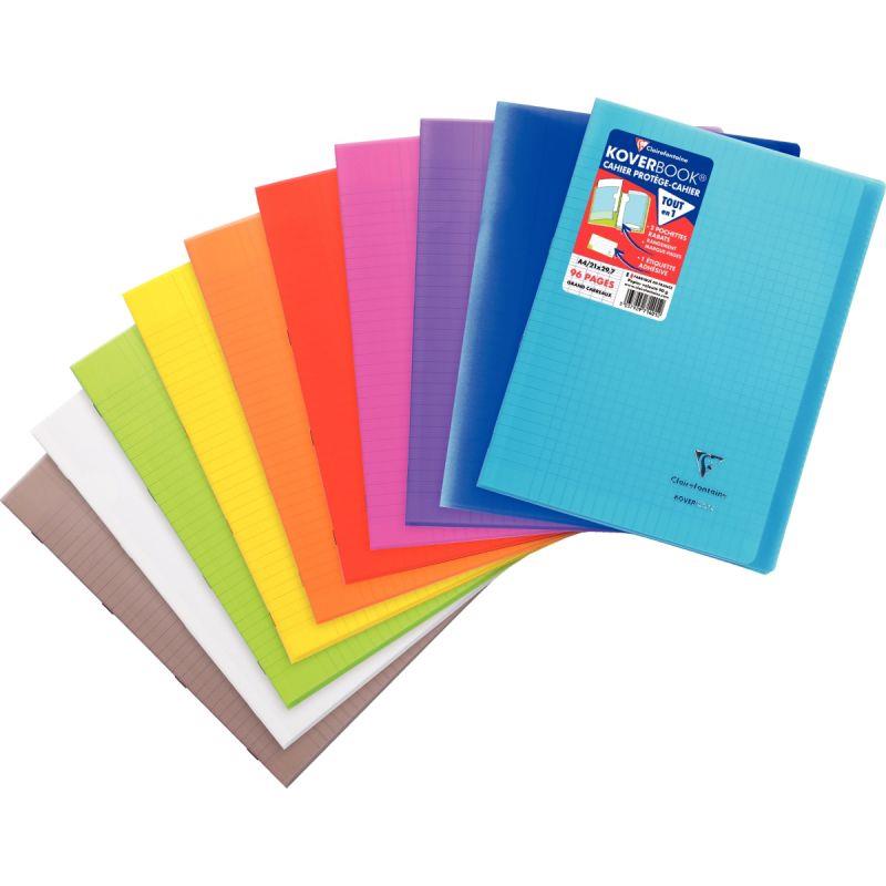 Image de  Piqûre 96 pages KOVERBOOK, format A4, seyès 90g, couverture polypropylène coloris assortis 