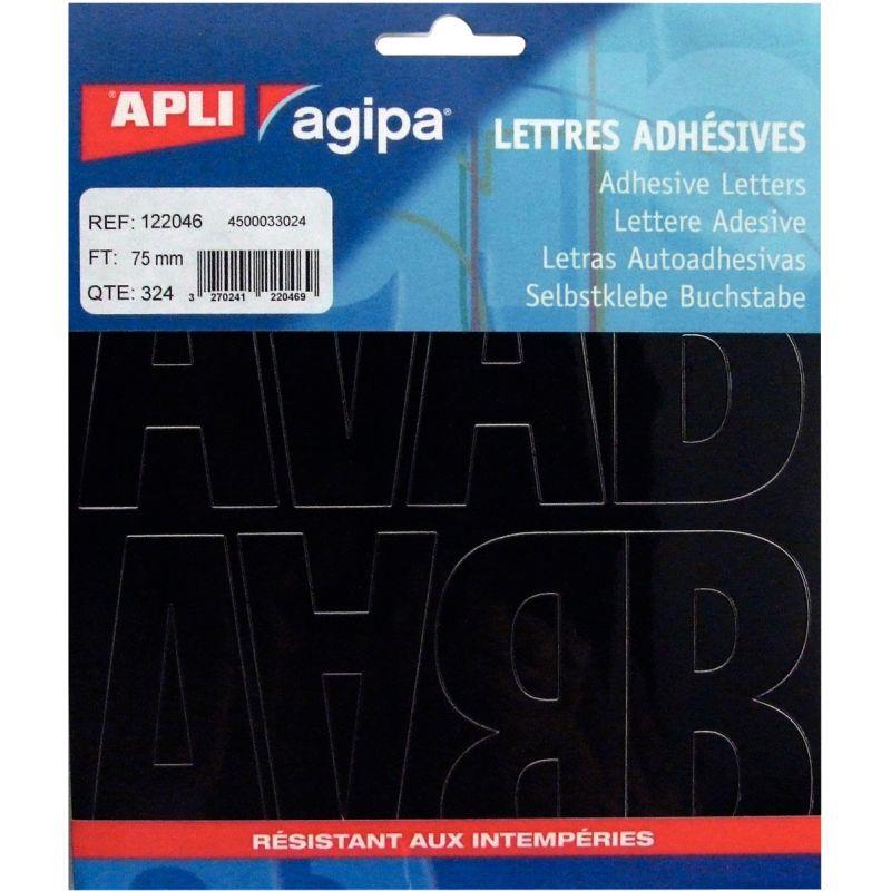 Image de  Pochette de 324 lettres adhésives 75mm coloris noir 
