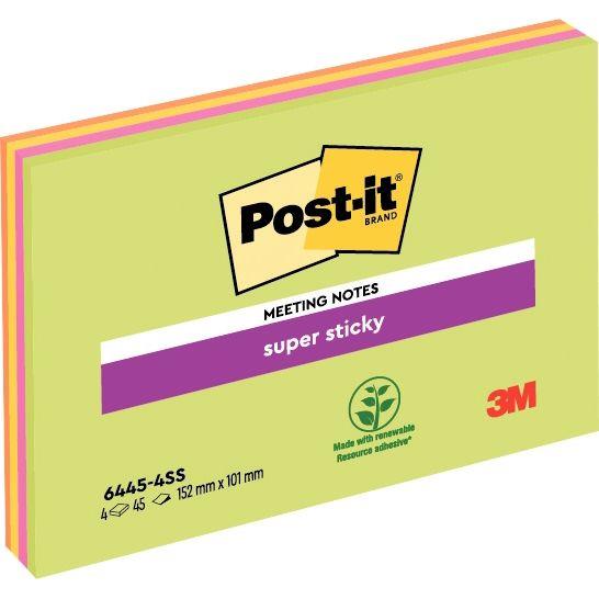 Image de  4 blocs Notes Super Sticky Post-it® grand format 101x152mm 