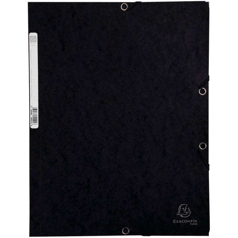 Image de  Chemise 3 rabats à élastiques en carte lustrée 400g, noir 