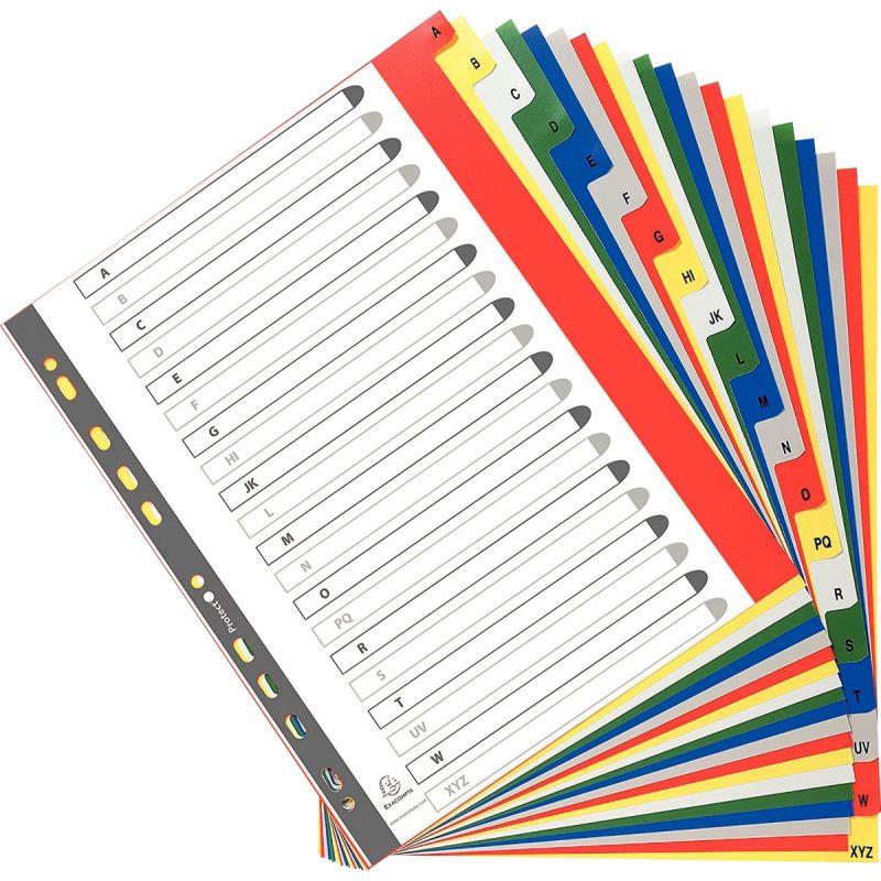 Image de  Jeu de 20 intercalaires alphabétiques en polypropylène coloré, format A4+ 