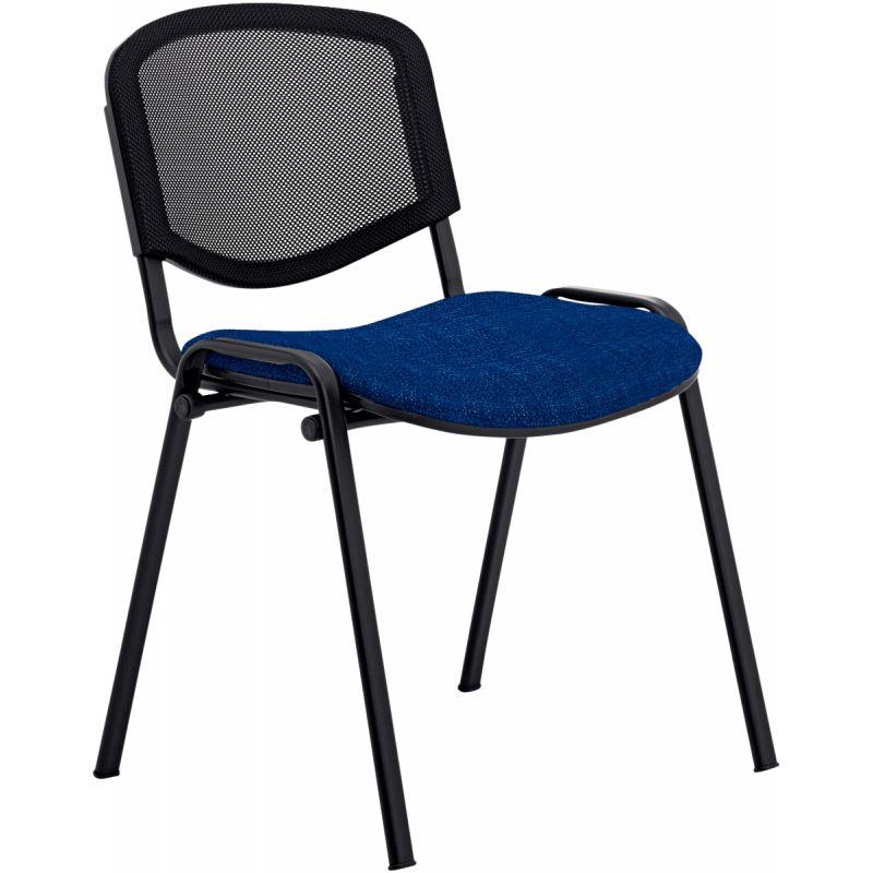 Image de  Chaise réunion dos résille noir/assise bleu 