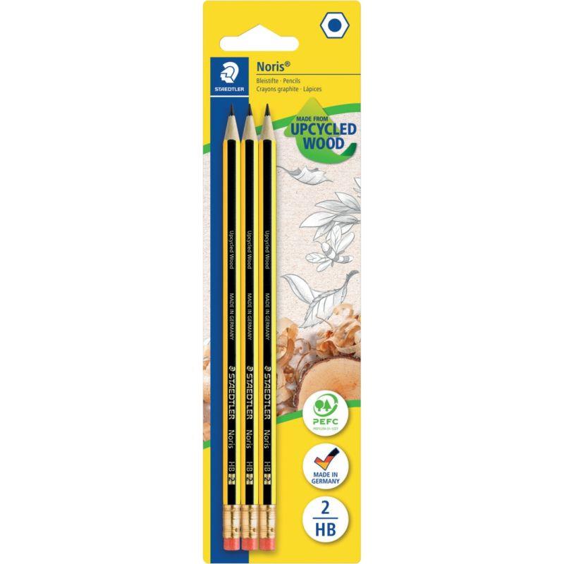 Image de  Blister de 3 crayons graphite Noris HB gomme 