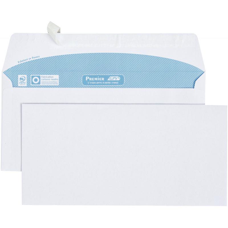 Image de  Paquet de 100 enveloppes blanches 110x220mm 80g bande siliconée 