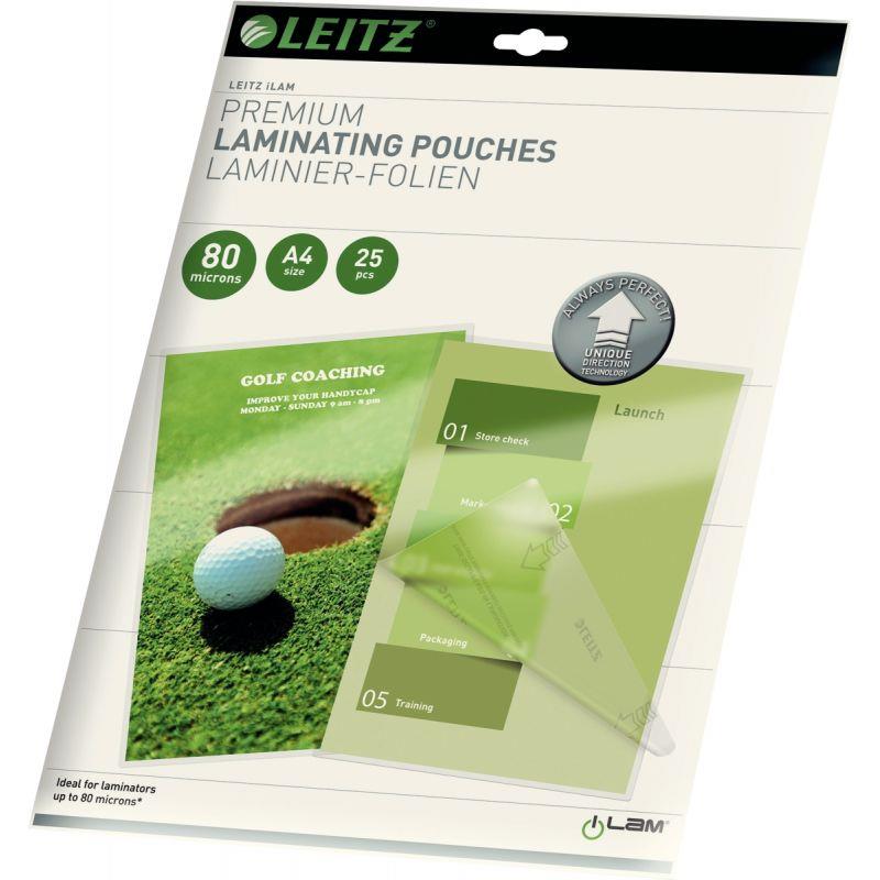 Image de  Paquet de 25 pochettes pour plastification à chaud Leitz Ilam UDT A4 80µ 