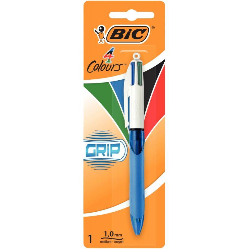 Image de  Blister de 1 stylo bille 4 Couleurs pointe moyenne grip 