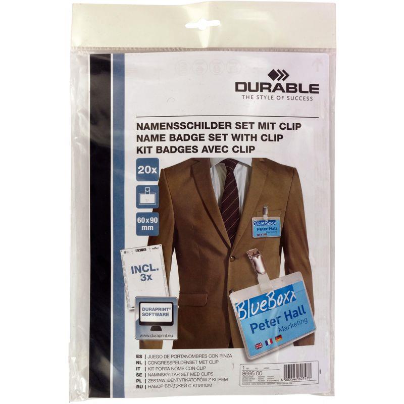 Image de  Kit 20 porte-badges avec clip 60x90mm 
