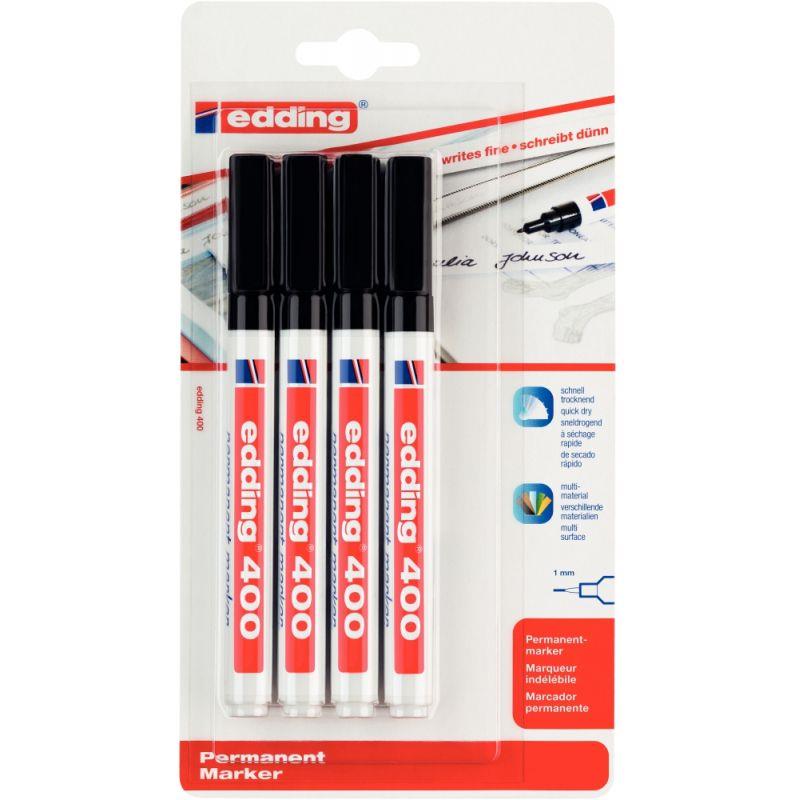 Image de  Blister de 4 marqueurs permanents E400 noir 