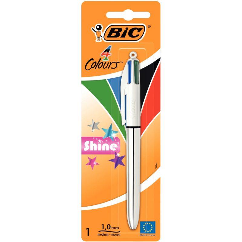 Image de  Blister 1 stylo bille de 4 Couleurs shine sliver 