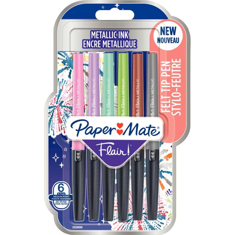 Image de  Pochette de 6 feutres Flair métallique 