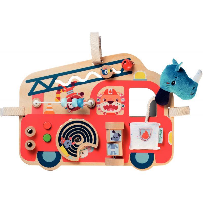 Image de  Panneau d''activités en bois, le camion de pompier 