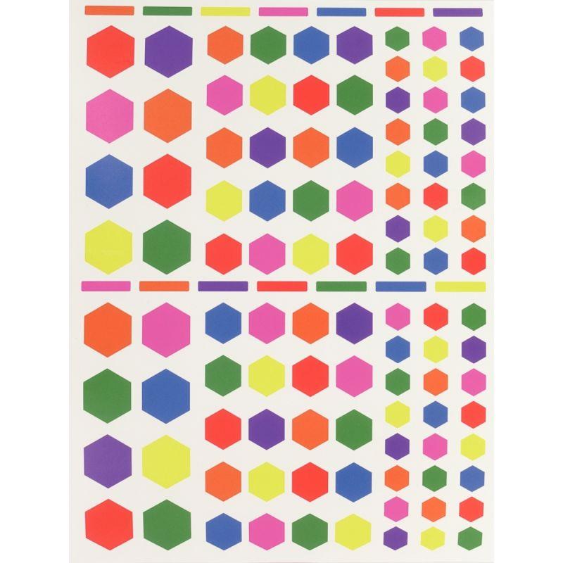 Image de  Pochette de 624 gommettes hexagone coloris assortis 6 Planches 16 x 21.5cm 