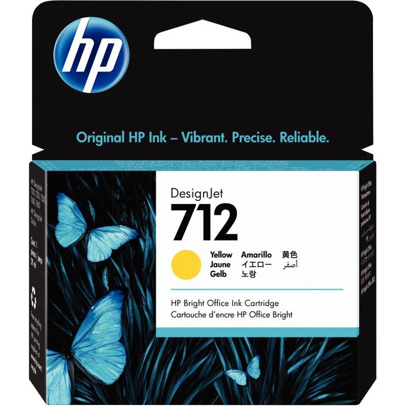 Image de  HP 712 cartouche d''encre jaune authentique (3ED69A) 