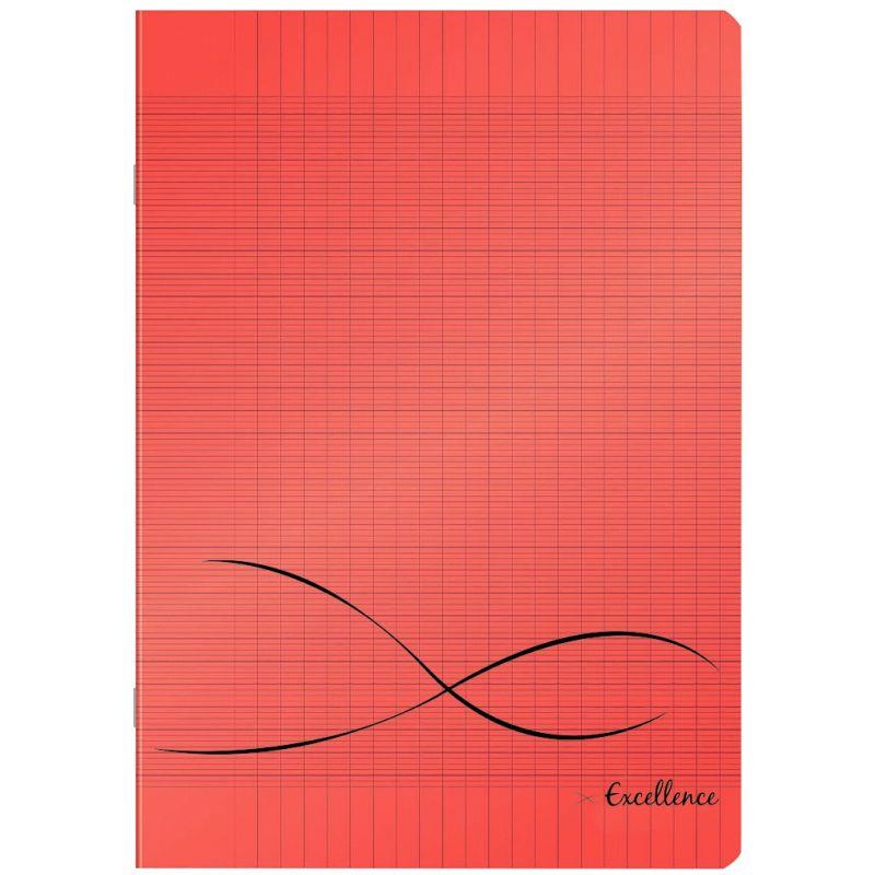 Image de  Piqûre 96 pages EXCELLENCE, format 17x22 cm, papier blanc 90g, seyès, couverture polypropylène rouge 