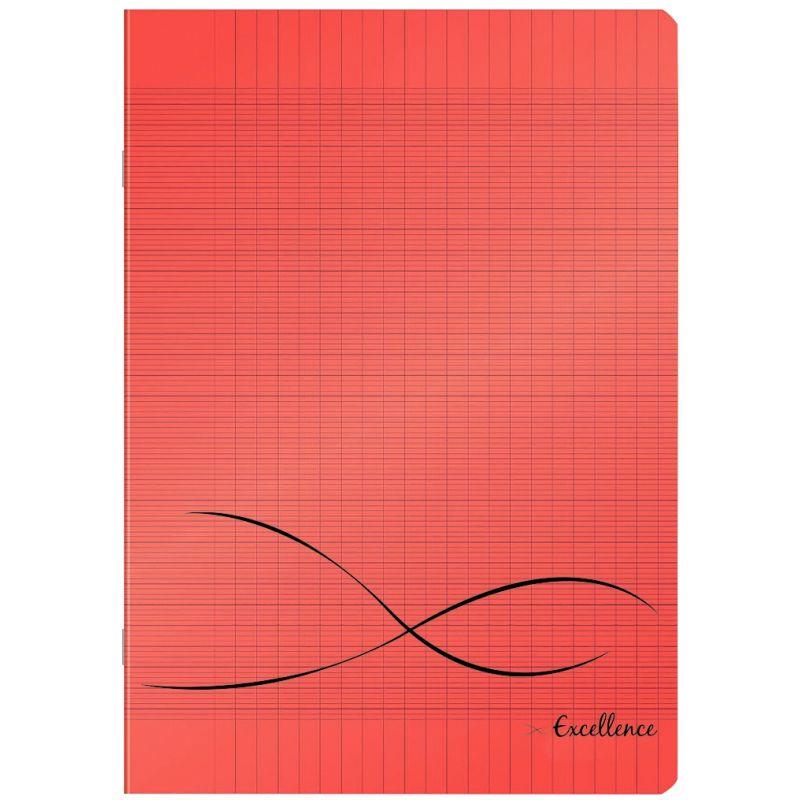 Image de  Piqûre 48 pages EXCELLENCE, format 24x32 cm, seyès, couverture polypropylène rouge 