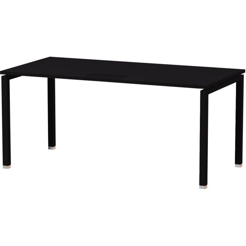 Image de  Bureau droit piètement en U L160xH74xP80cm panneau noir/pieds noir 