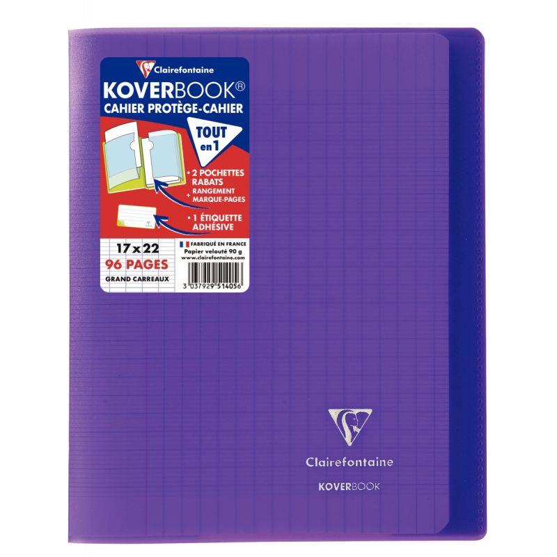 Image de  Piqûre 96 pages KOVERBOOK, format 17x22 cm, seyès 90g, couverture polypropylène violet 