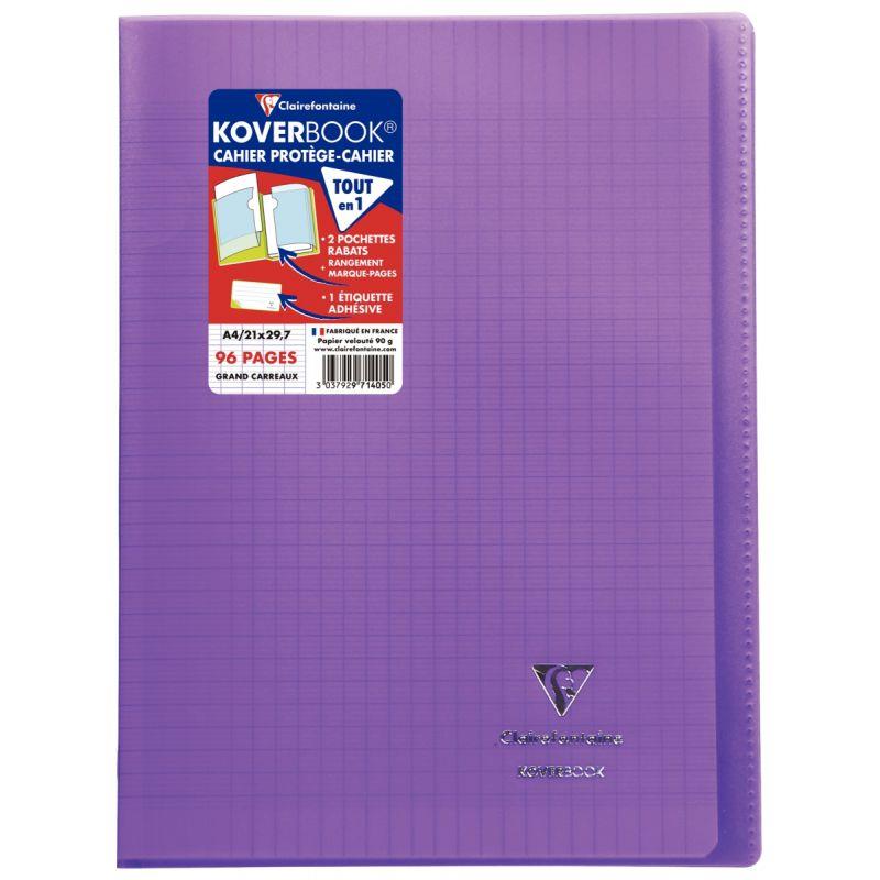 Image de  Piqûre 96 pages KOVERBOOK, format A4, seyès 90g, couverture polypropylène violet 