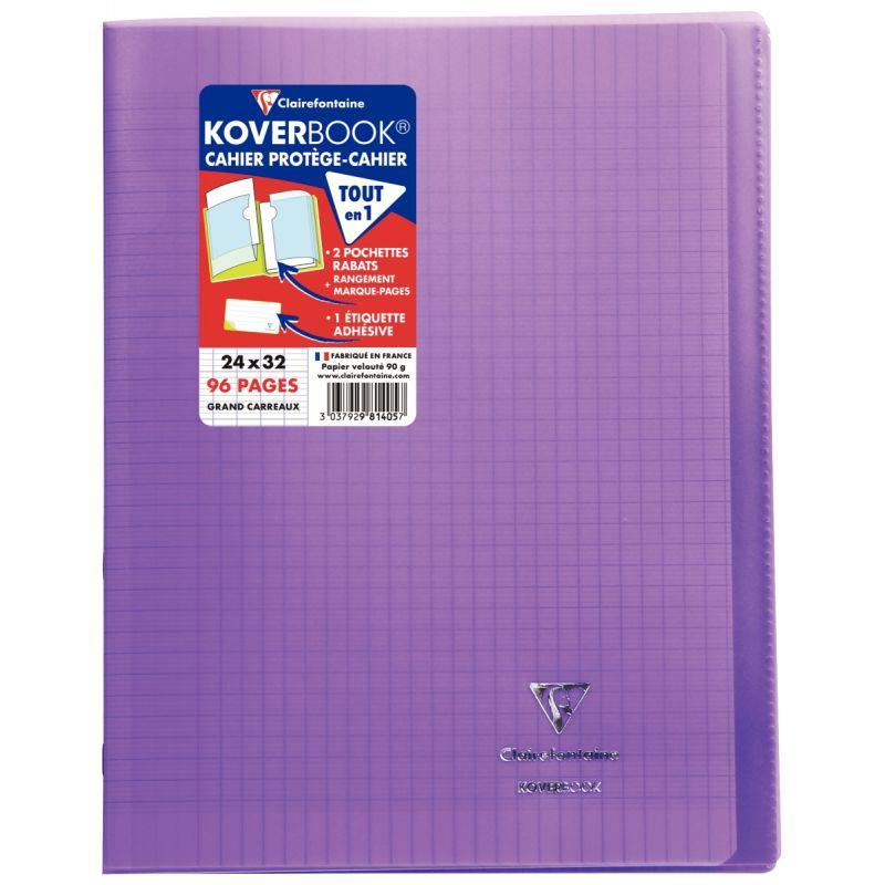 Image de  Piqûre 96 pages KOVERBOOK, format 24x32 cm, seyès 90g, couverture polypropylène violet 